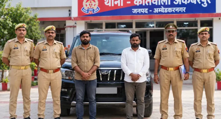 अंबेडकरनगर: बरियावन में मकान-दुकान गिराने के मामले में दो आरोपी गिरफ्तार, पुलिस ने स्कॉर्पियो बरामद की